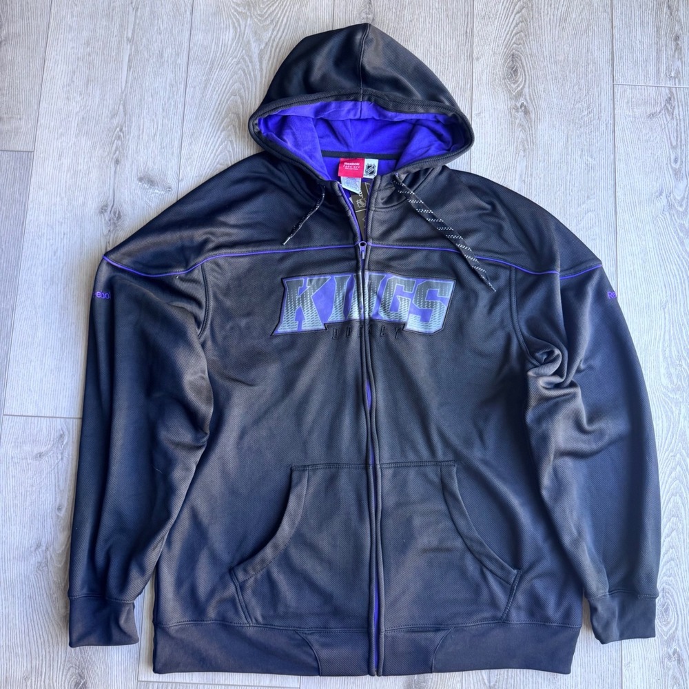 Reebok LA Kings NHL Full Zip Hoodie Mens XL Black Purple NWT 2012 141FA12